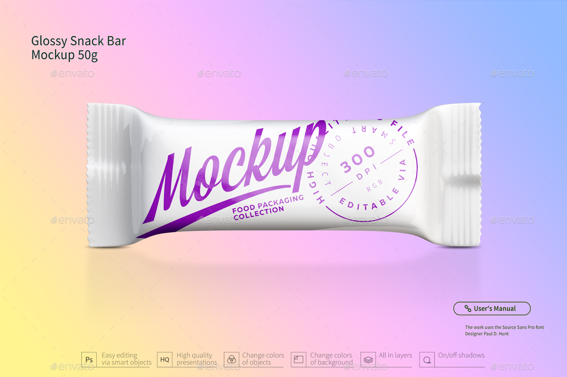 Glossy Snack Bar Mockup 50g, Graphics GraphicRiver